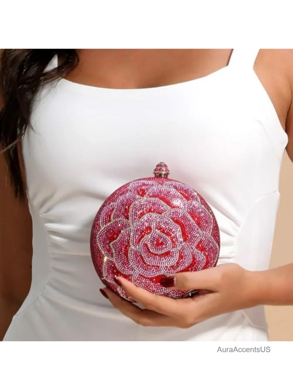 Boutique De FGG Rhinestone Clutch Purse Women Formal Crystal Evening Bag